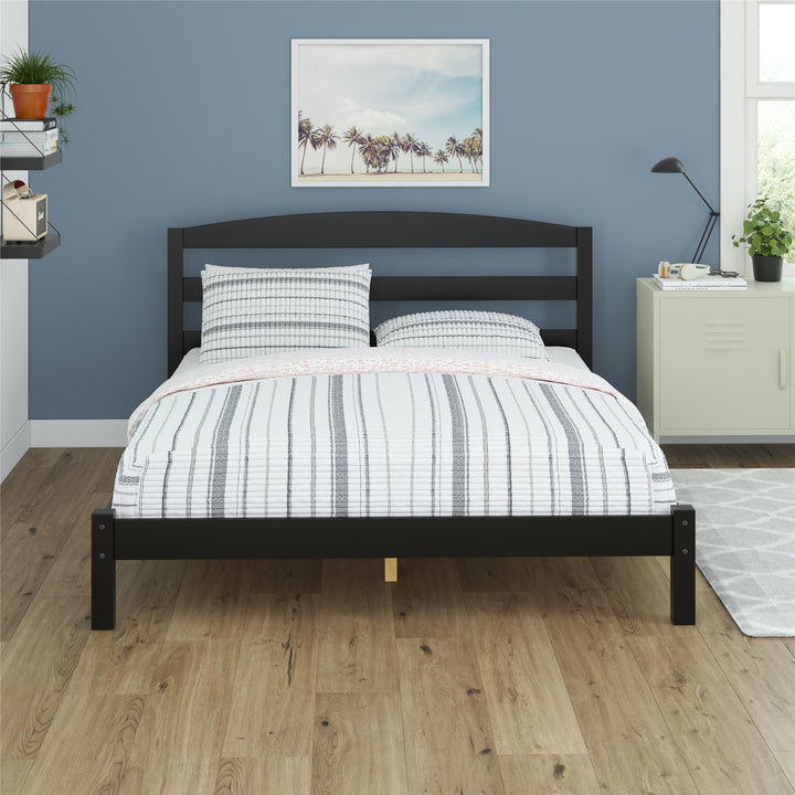 Braylon Wooden Bed Frame with Wood Slats - Black - Full