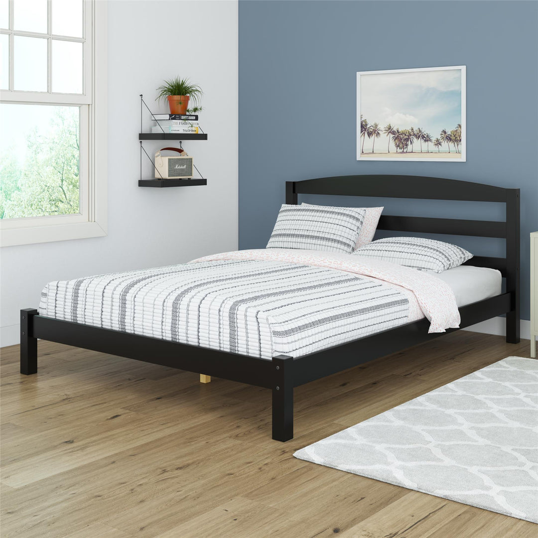 Braylon Wooden Bed Frame with Wood Slats - Black - Full