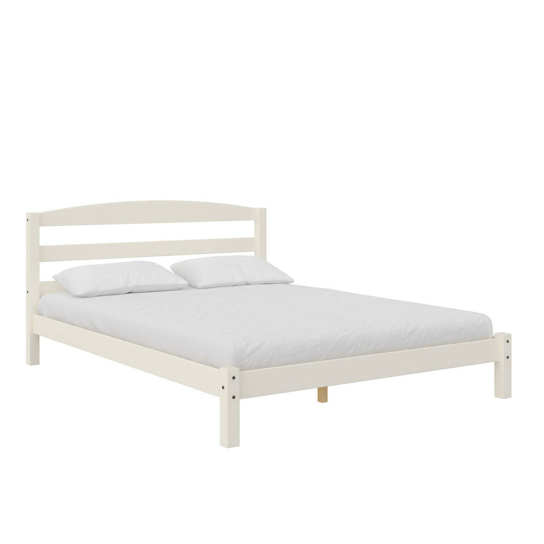 Braylon Wooden Bed Frame with Wood Slats - White - Full