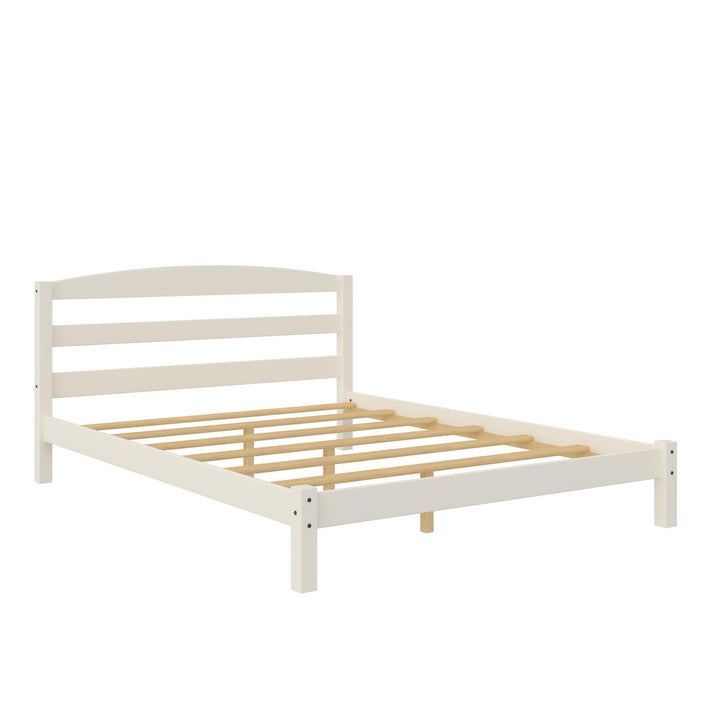 Braylon Wooden Bed Frame with Wood Slats - White - Full