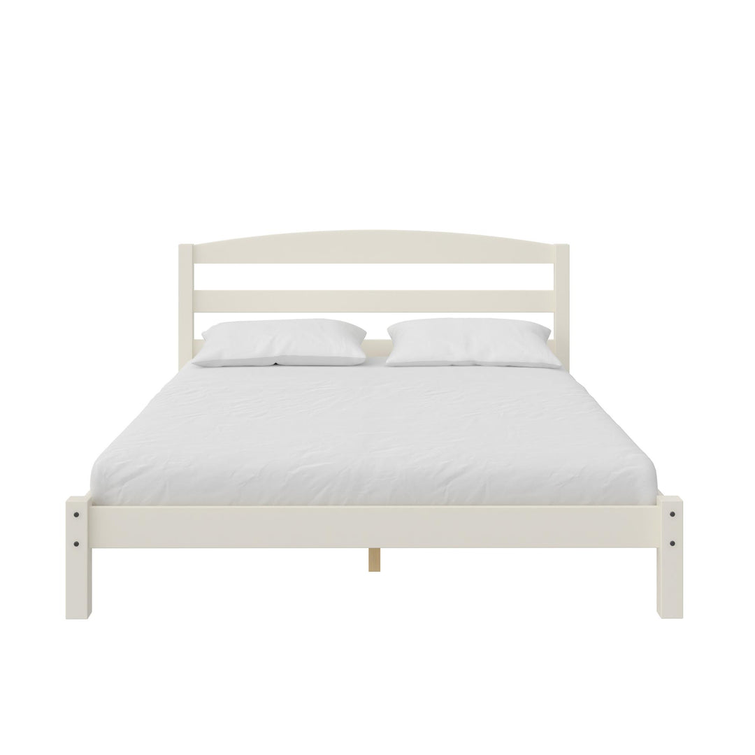 Braylon Wooden Bed Frame with Wood Slats - White - Full