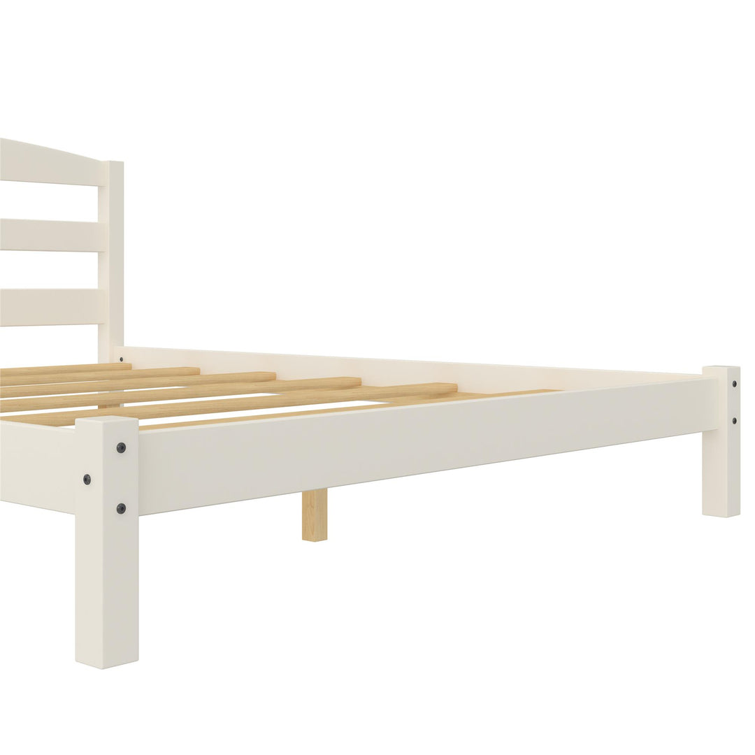 Braylon Wooden Bed Frame with Wood Slats - White - Full