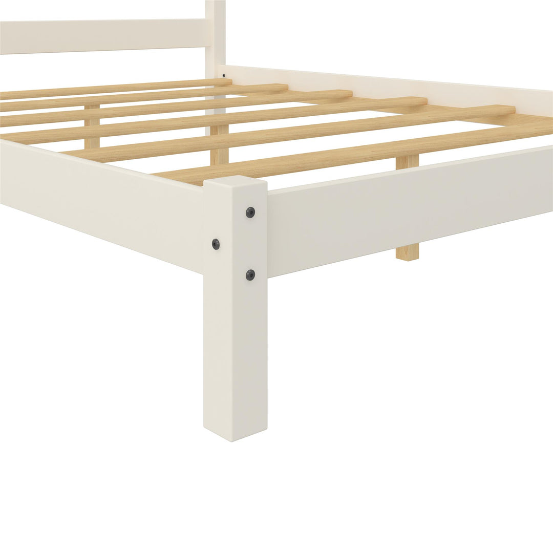 Braylon Wooden Bed Frame with Wood Slats - White - Full