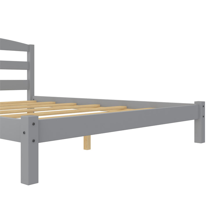 Braylon Wooden Bed Frame with Wood Slats - Gray - Full