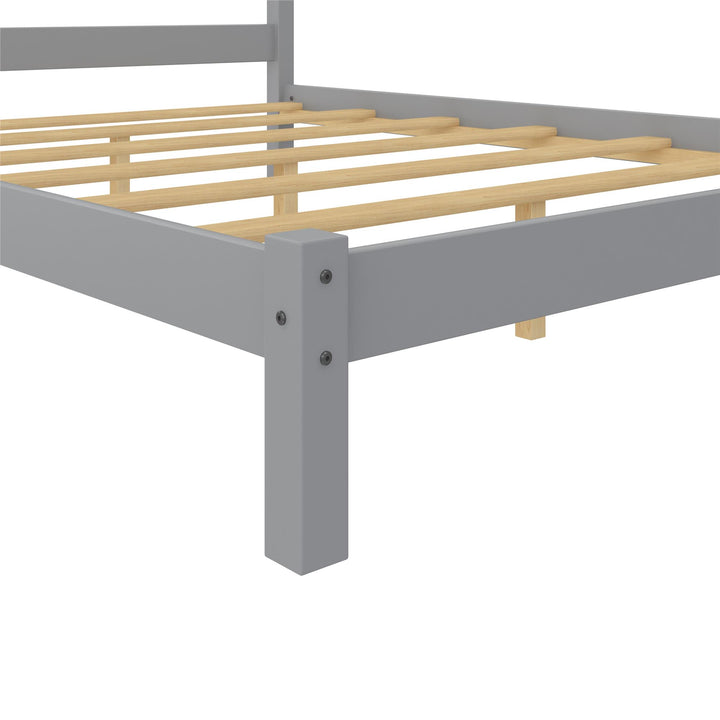 Braylon Wooden Bed Frame with Wood Slats - Gray - Full