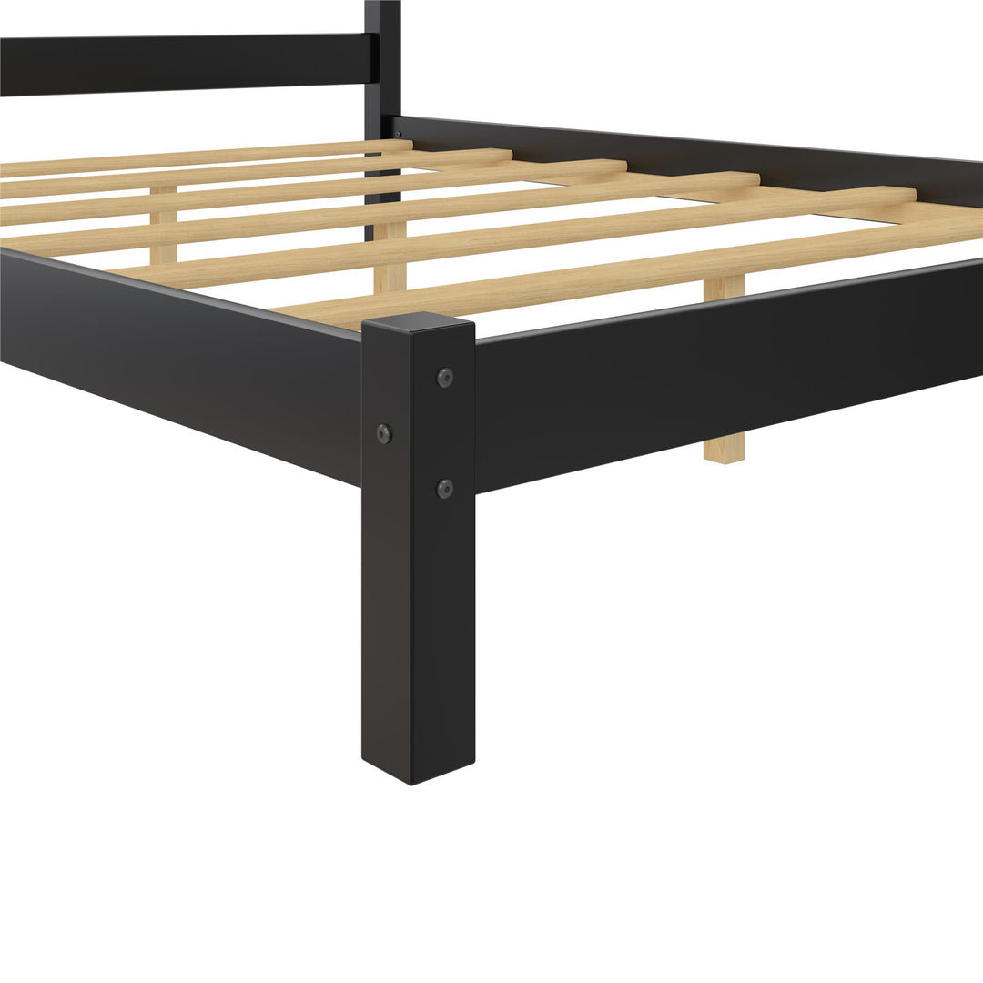 Braylon Wooden Bed Frame with Wood Slats - Black - Full