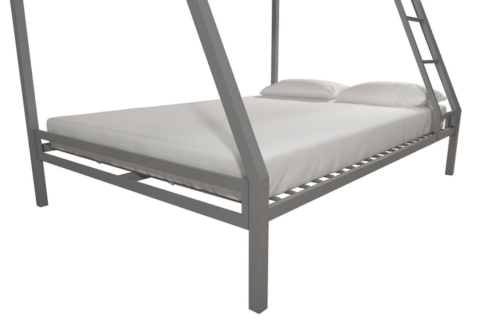 Lara Premium Twin over Full Metal Bunk Bed - Silver - Twin-Over-Full