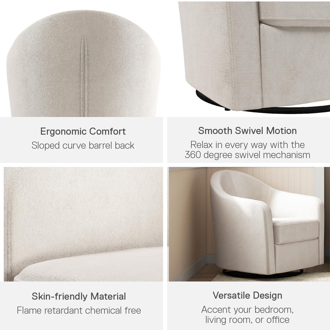 Gentle Swivel Curved Accent Chair - Ivory