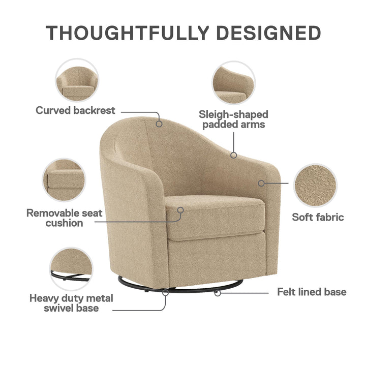 Gentle Swivel Curved Accent Chair - Taupe