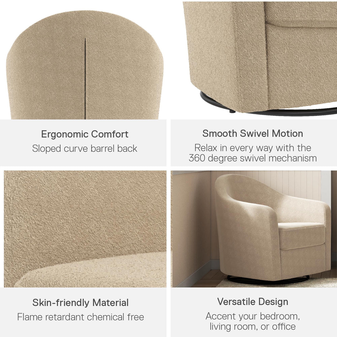 Gentle Swivel Curved Accent Chair - Taupe