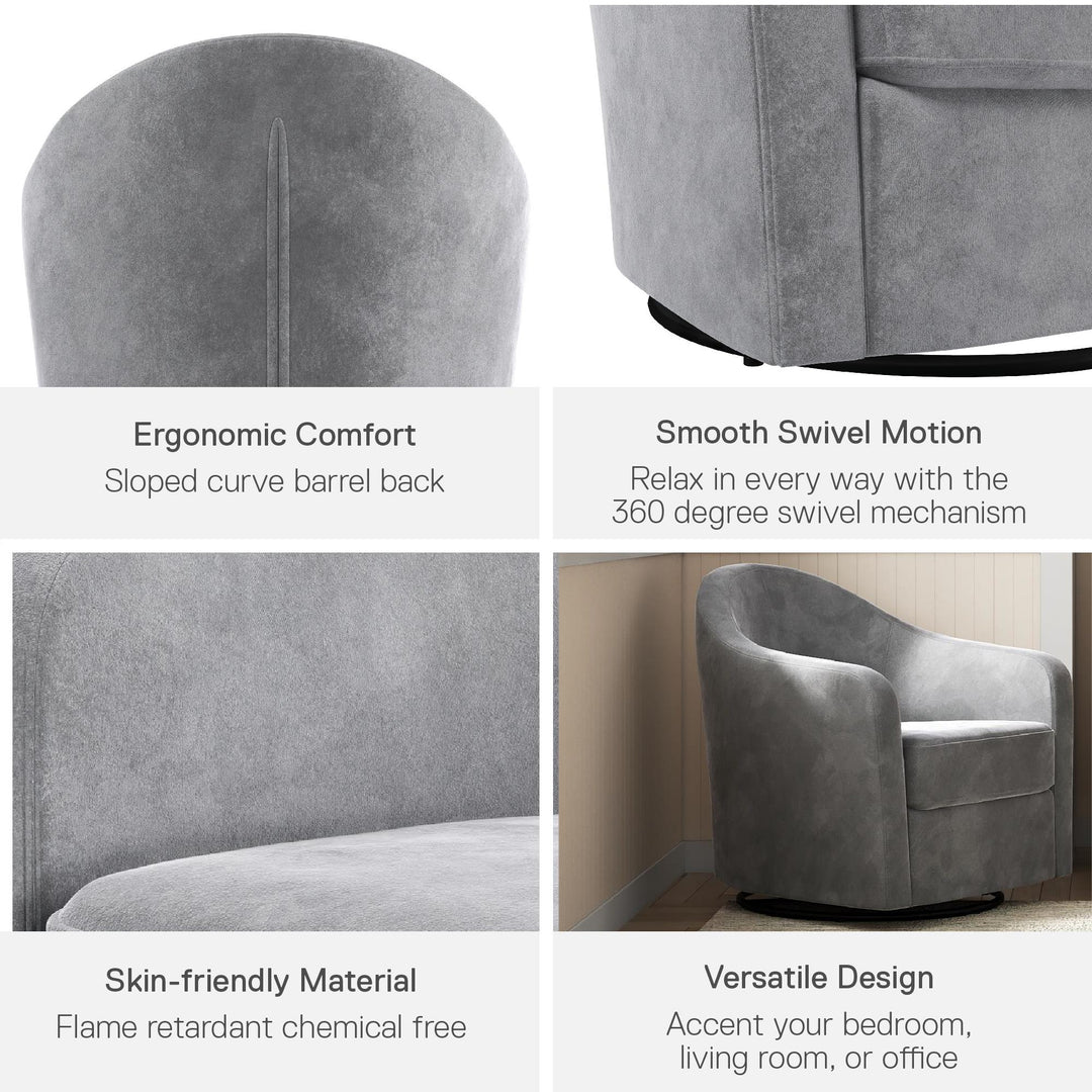 Gentle Swivel Curved Accent Chair - Light Gray