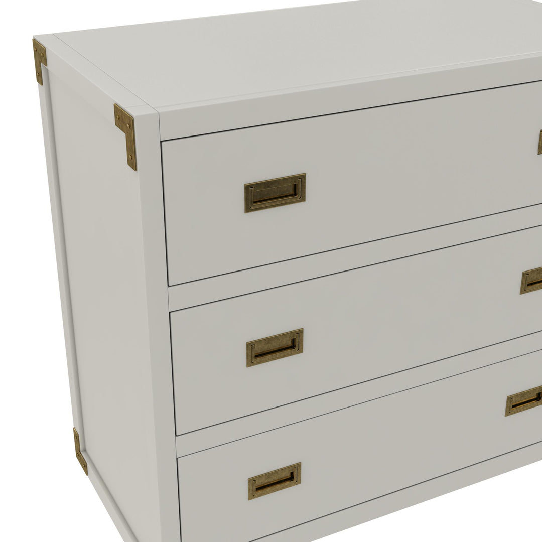 Miles 3-Drawer Wood Dresser with Brass Handles - Soft Grey