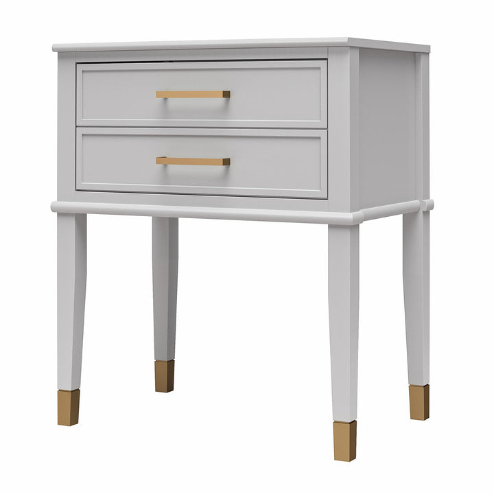 Westerleigh 2 Drawer Nightstand with Gold Accents - Dove Gray