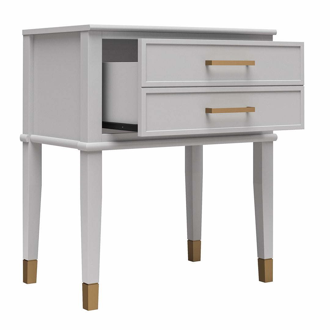 Westerleigh 2 Drawer Nightstand with Gold Accents - Dove Gray