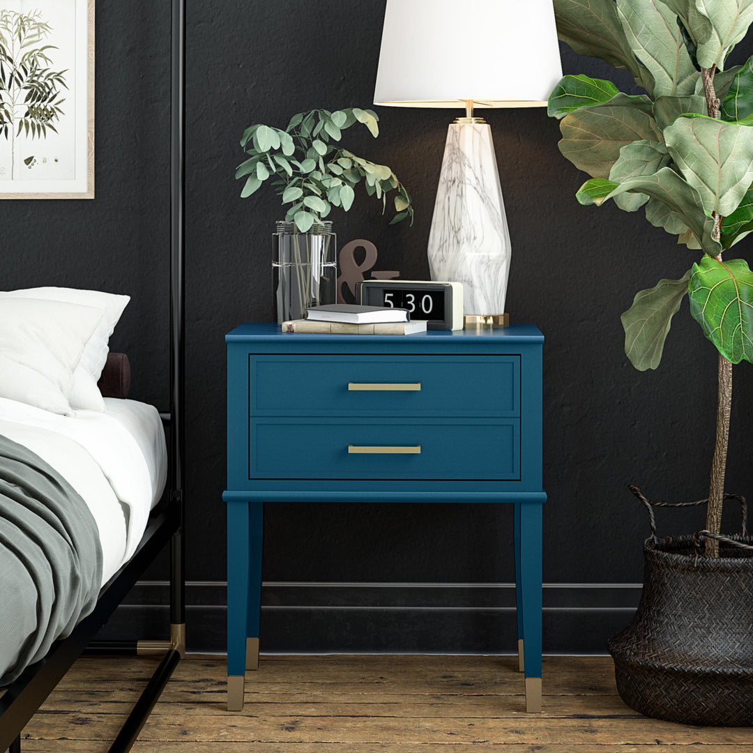 Westerleigh 2 Drawer Nightstand with Gold Accents - Moroccan Blue