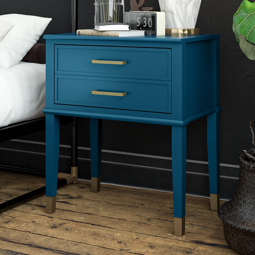 Westerleigh 2 Drawer Nightstand with Gold Accents - Moroccan Blue