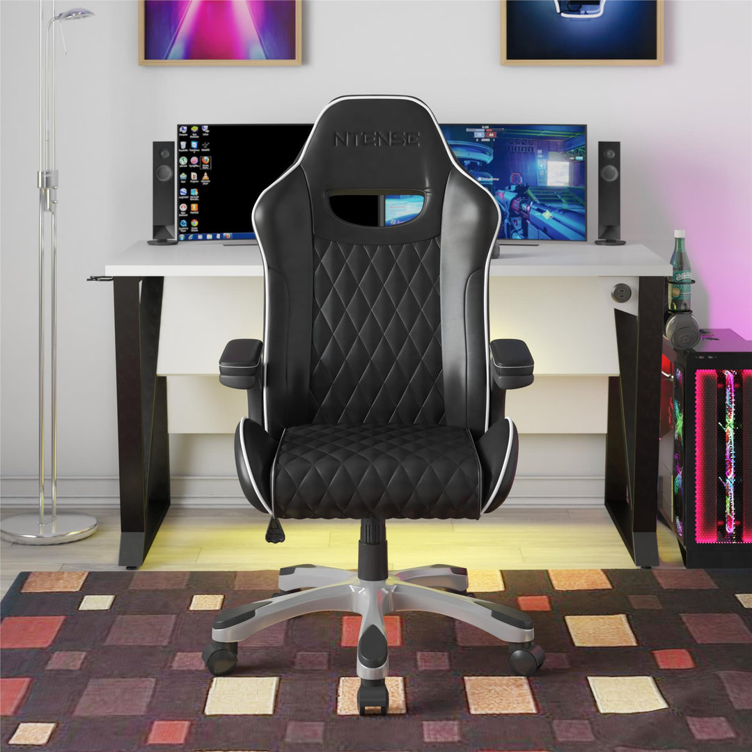 Galaxy Gaming and Office Faux Leather High Back Chair - Black - 1-Seater