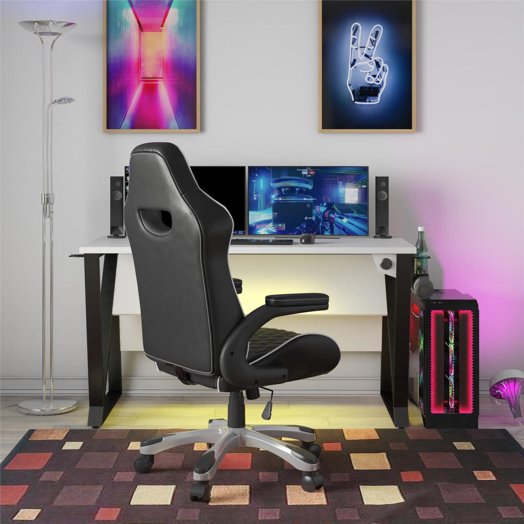 Galaxy Gaming and Office Faux Leather High Back Chair - Black - 1-Seater