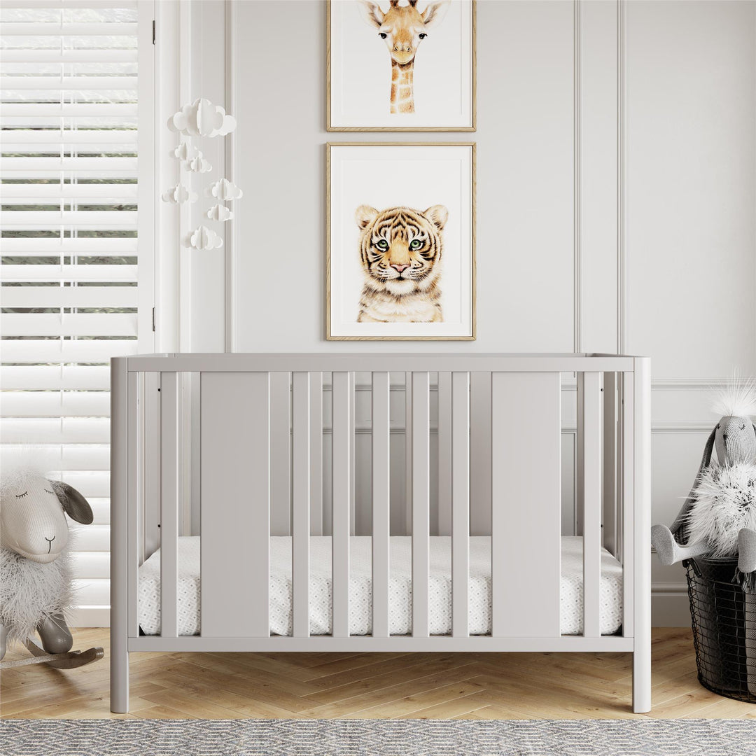 Crawford Curved Post 3 in 1 Crib with Adjustable Heights - Sharkey Grey