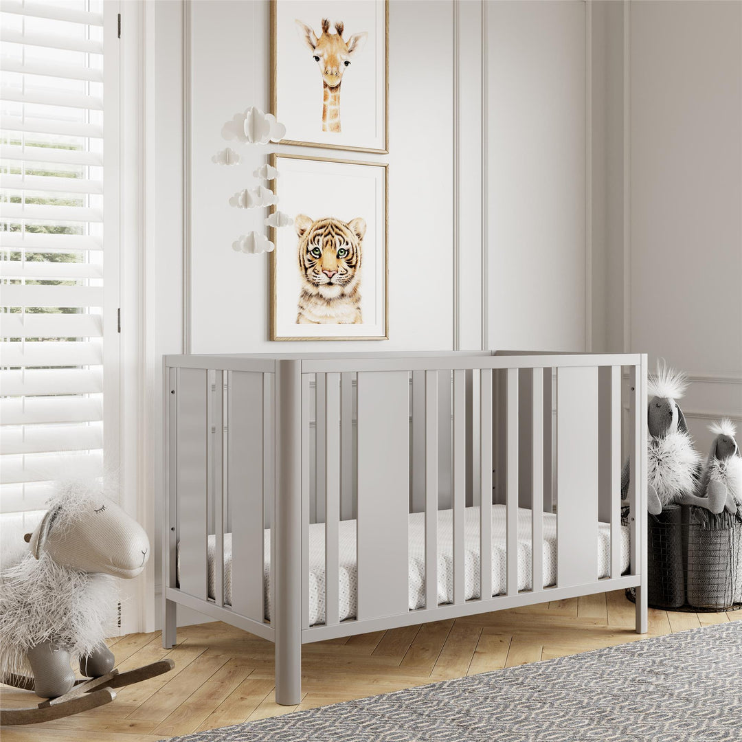 Crawford Curved Post 3 in 1 Crib with Adjustable Heights - Sharkey Grey