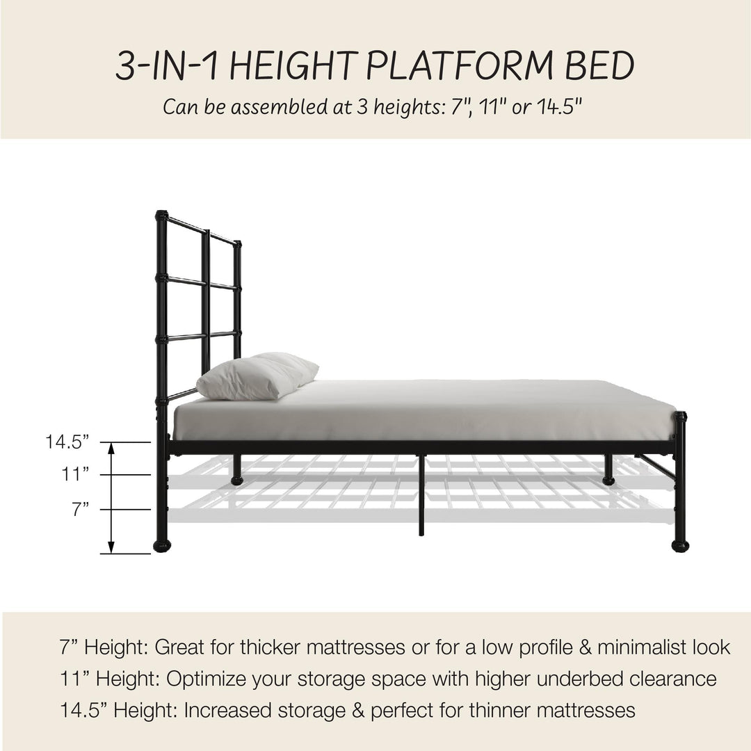 MacKenzie Adaptable Metal Platform Bed - Black - Full