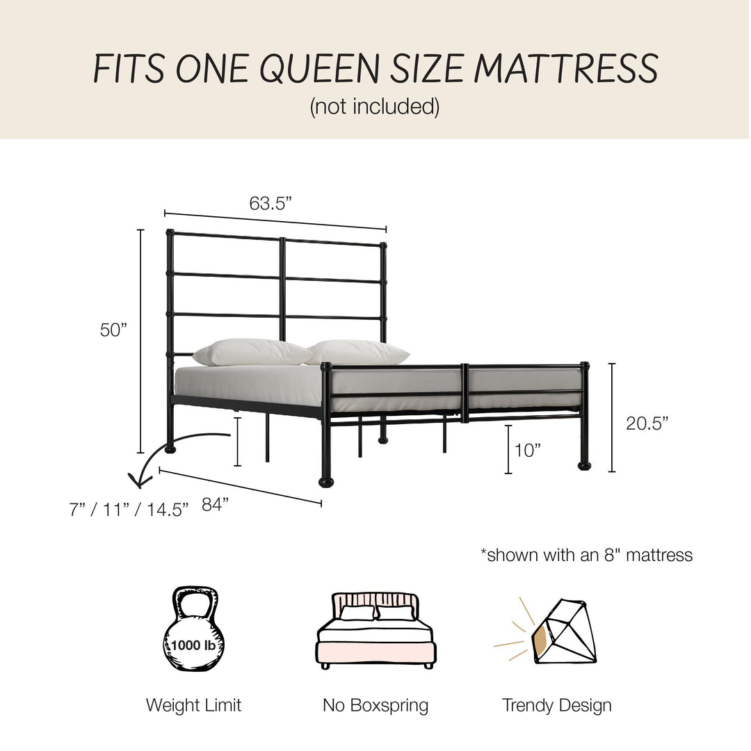 MacKenzie Adaptable Metal Platform Bed - Black - Queen