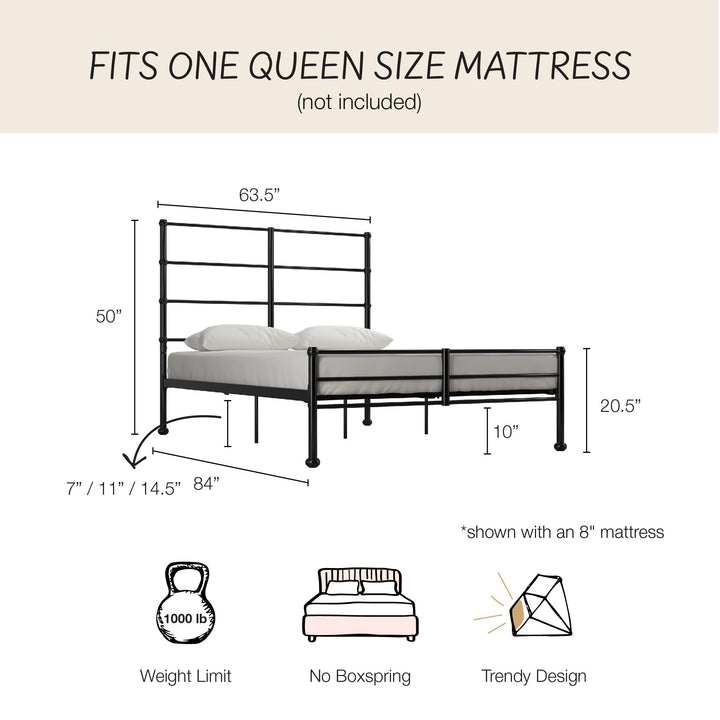 MacKenzie Adaptable Metal Platform Bed - Black - Queen