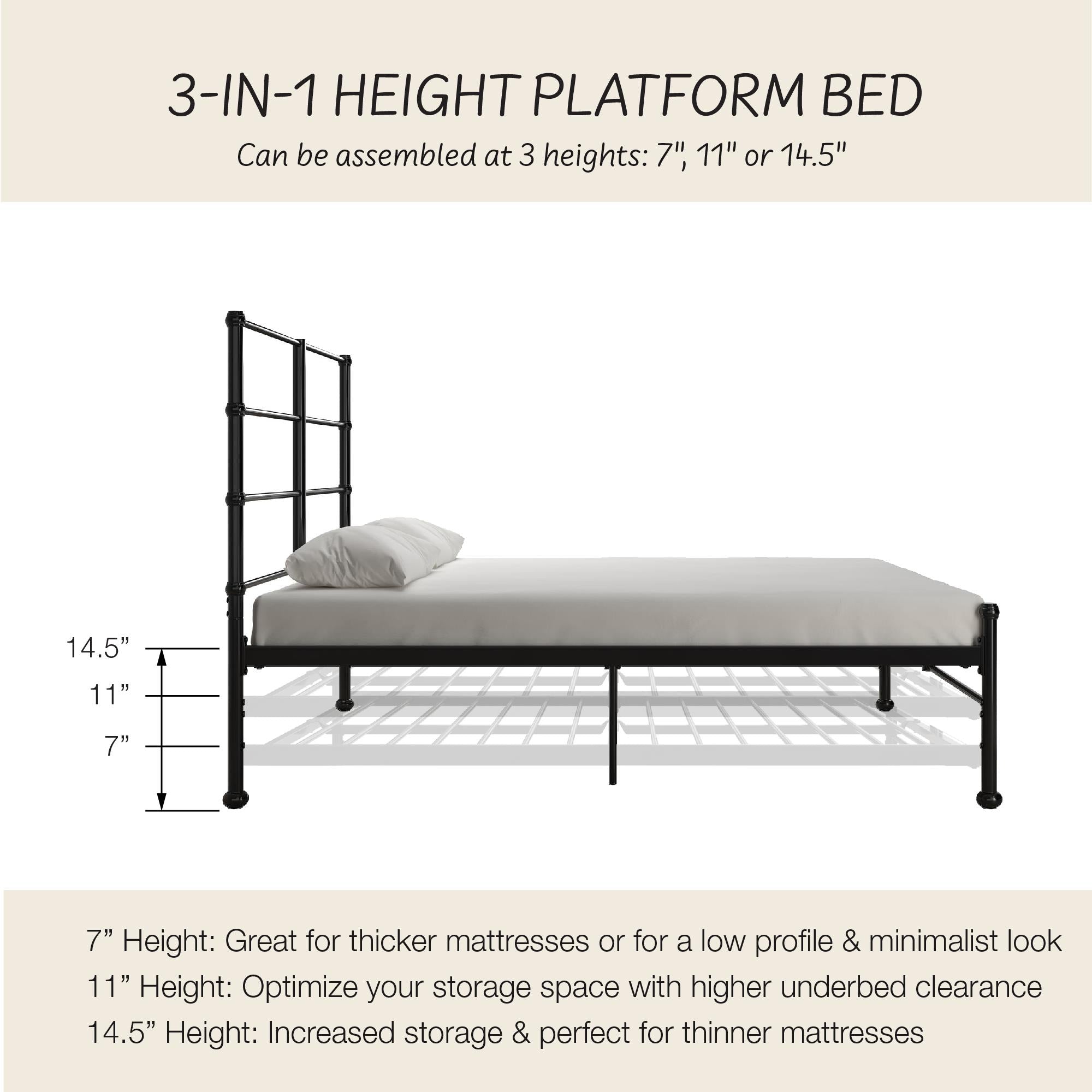 MacKenzie Adaptable Metal Platform Bed RealRooms