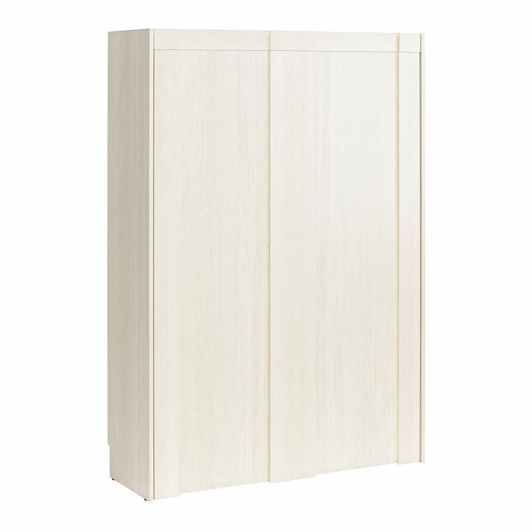 Greenwich Full Murphy Bed with Gallery Shelf and Touch Sensor LED Lighting - Ivory Oak - Full