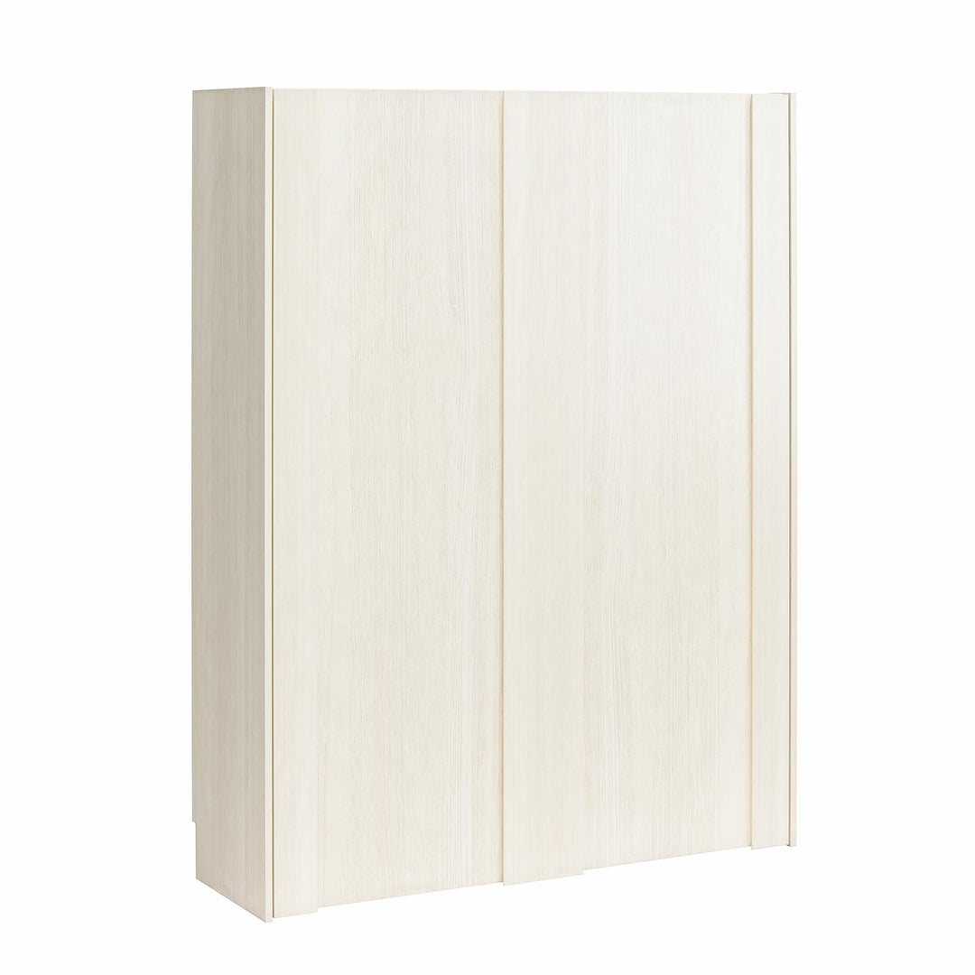 Isolated view of the Greenwich Queen Murphy Bed's white cabinet with dual doors - Ivory Oak