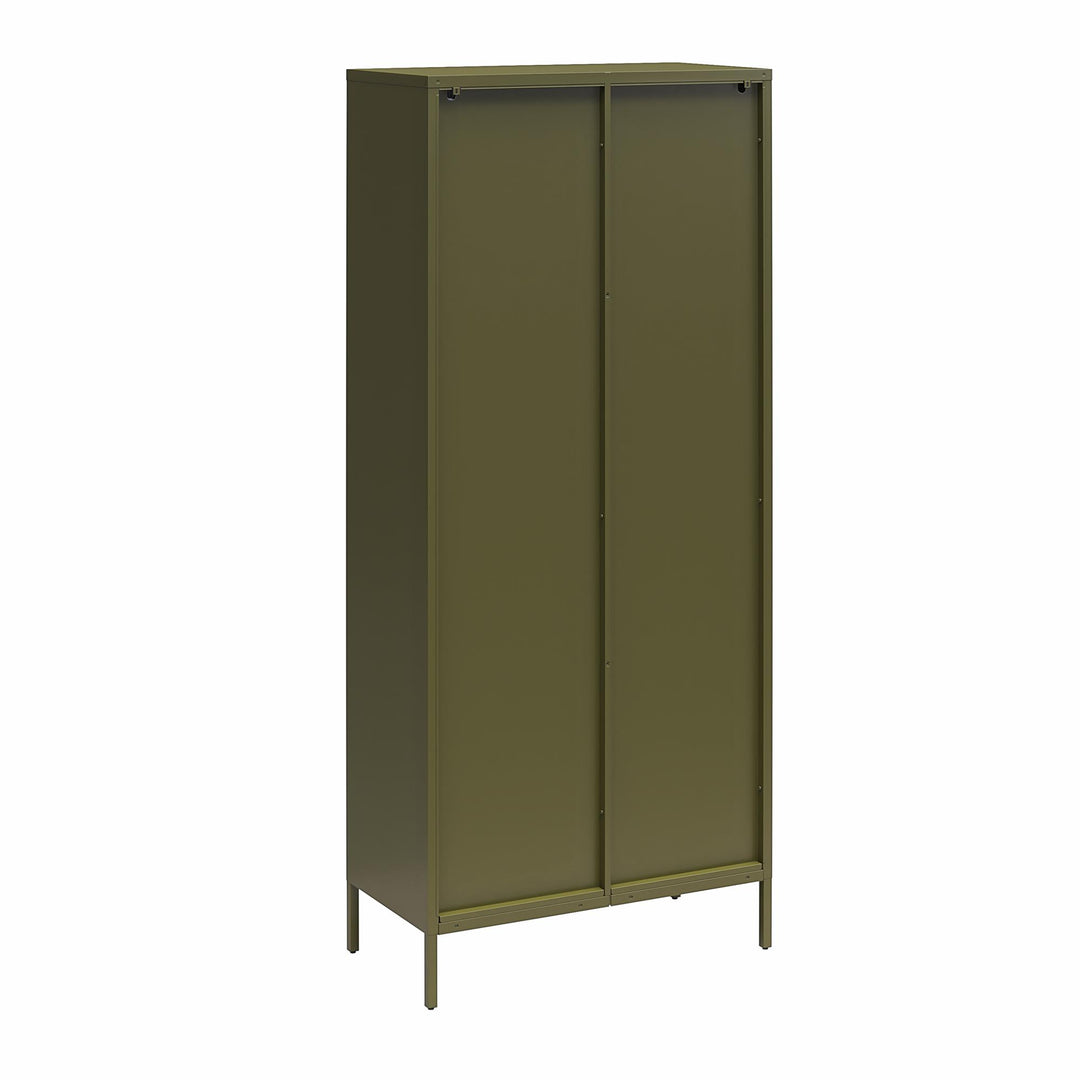 Luna Tall 2-Door Accent Cabinet with Fluted Glass - Olive Green Metal