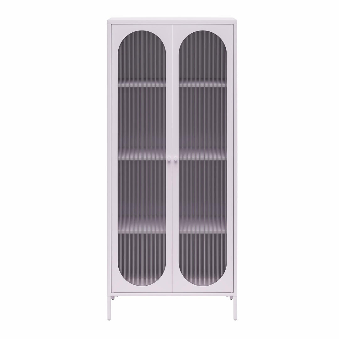 Luna Tall 2-Door Accent Cabinet with Fluted Glass - Lilac Metal