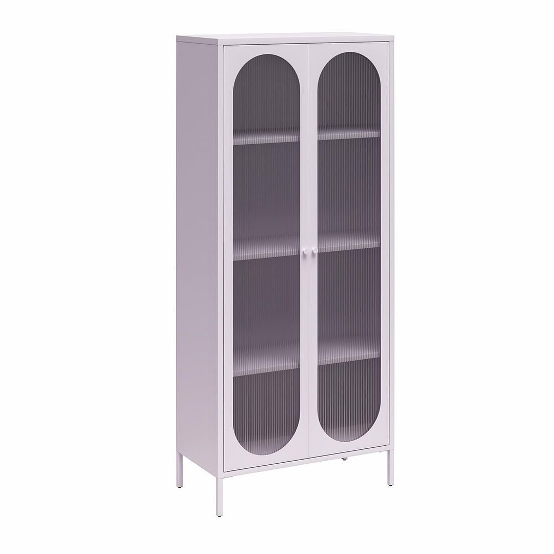 Luna Tall 2-Door Accent Cabinet with Fluted Glass - Lilac Metal