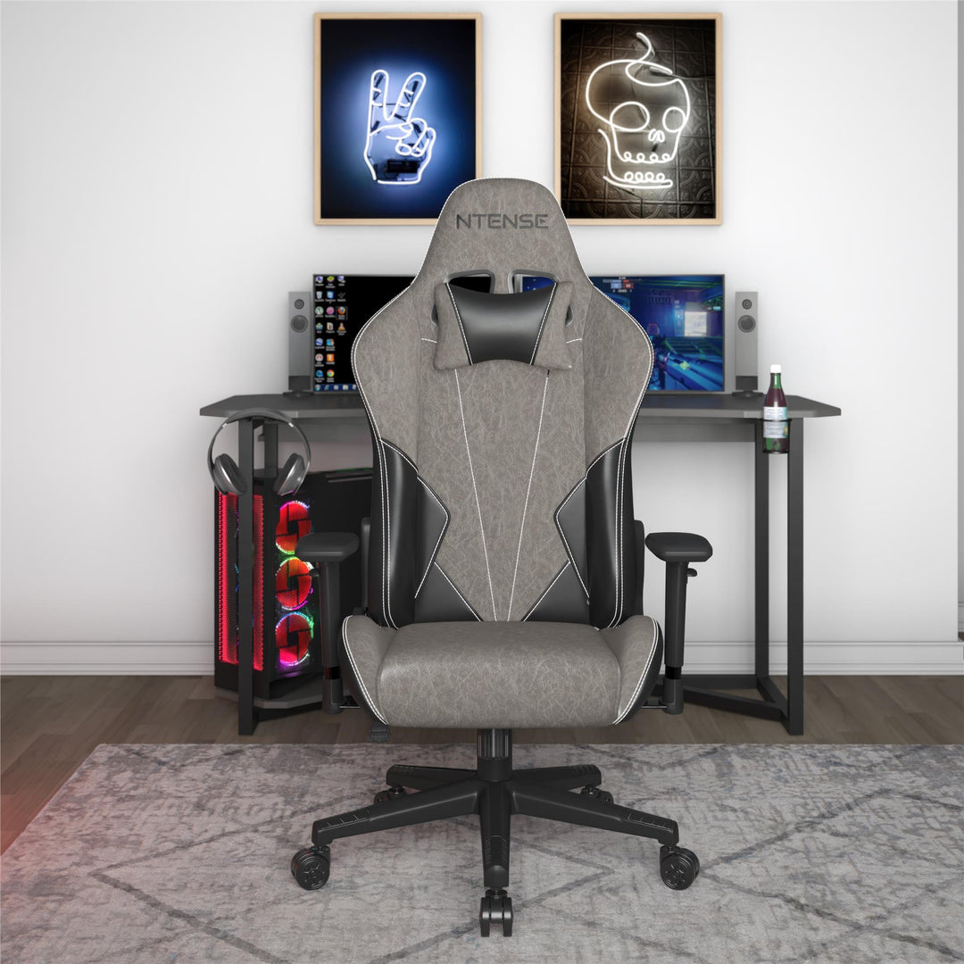 Quantum Gaming and Office 2-Tone Faux Leather High Back Chair - Black - 1-Seater