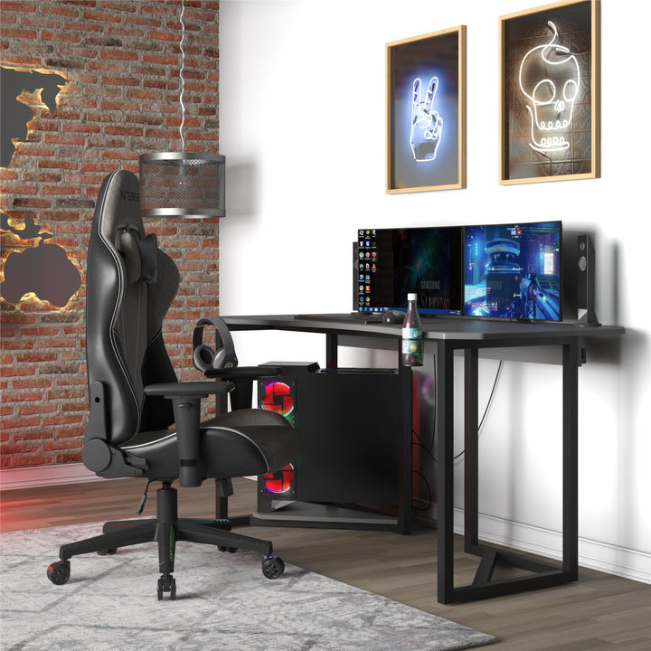 Quantum Gaming and Office 2-Tone Faux Leather High Back Chair - Black - 1-Seater