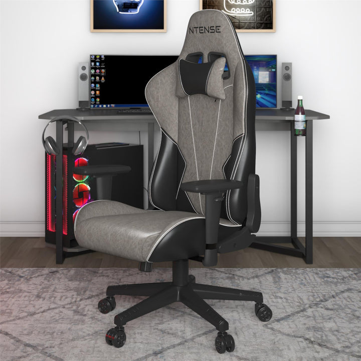 Quantum Gaming and Office 2-Tone Faux Leather High Back Chair - Black - 1-Seater