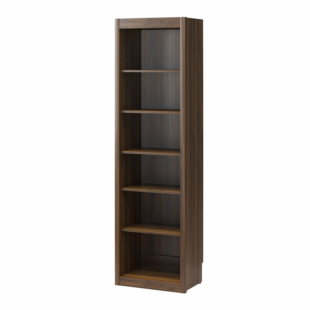 Paramount Tall 6-Shelf Open Storage Tower Bookcase - Columbia Walnut