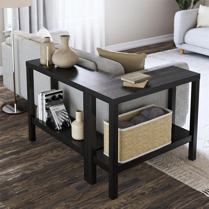 Parsons Wrap-Around Sofa Accent Tables, Set of 2 - Black Oak