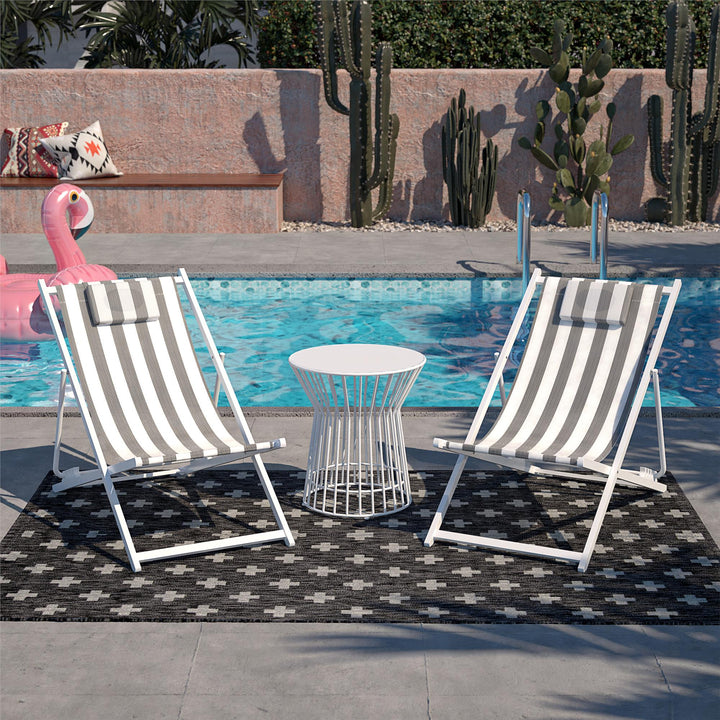 Poolside Gossip, Bebe Folding Beach Chair, Set of 2 - White/Black - 1-Pack