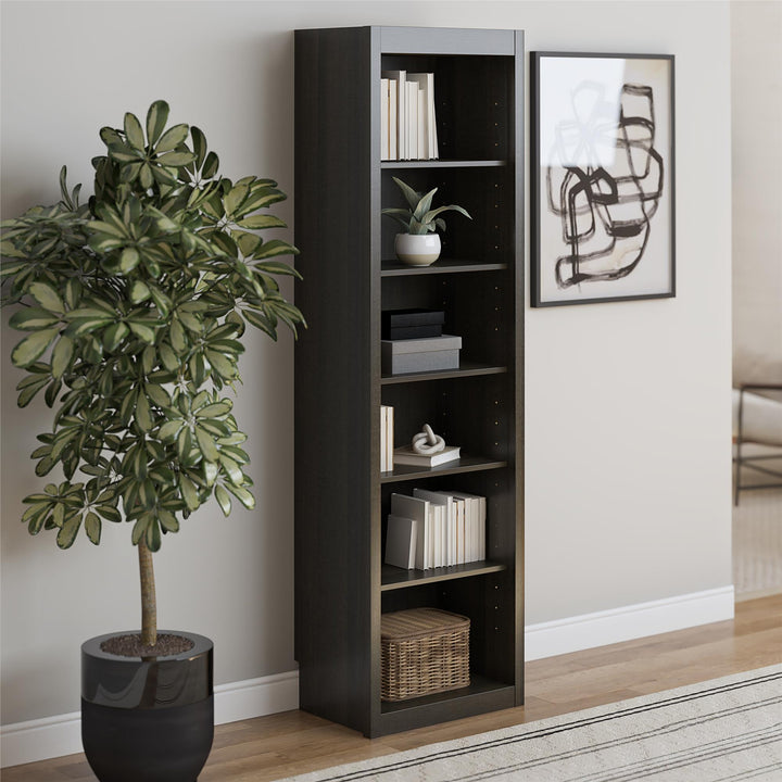 Paramount Tall 6-Shelf Open Storage Tower Bookcase - Espresso