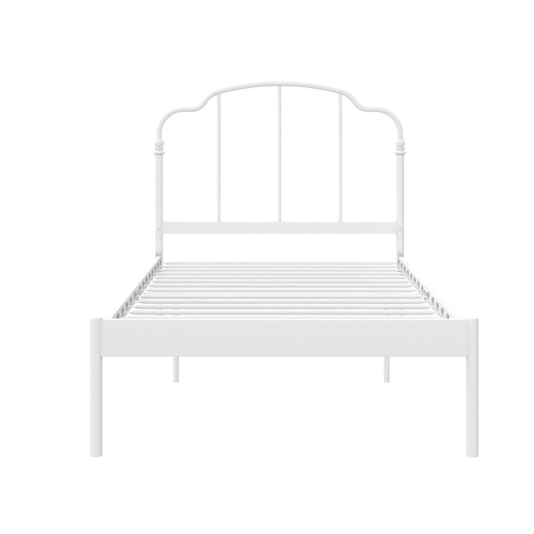 Camie Metal Bed with Adjustable Height Base and Vintage Headboard - White - Twin