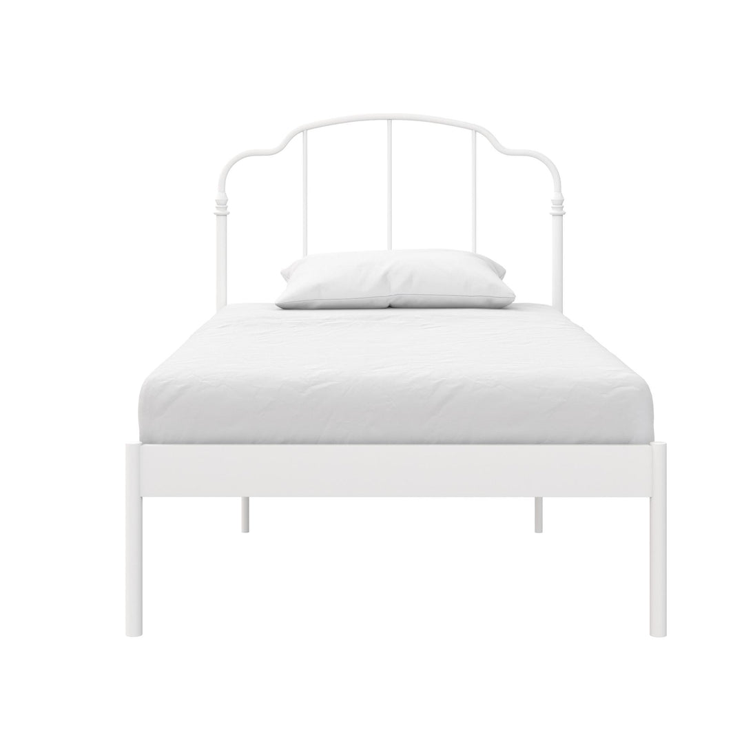 Camie Metal Bed with Adjustable Height Base and Vintage Headboard - White - Twin