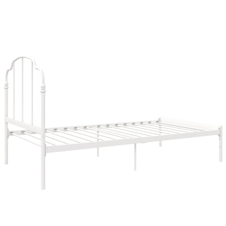 Camie Metal Bed with Adjustable Height Base and Vintage Headboard - White - Twin