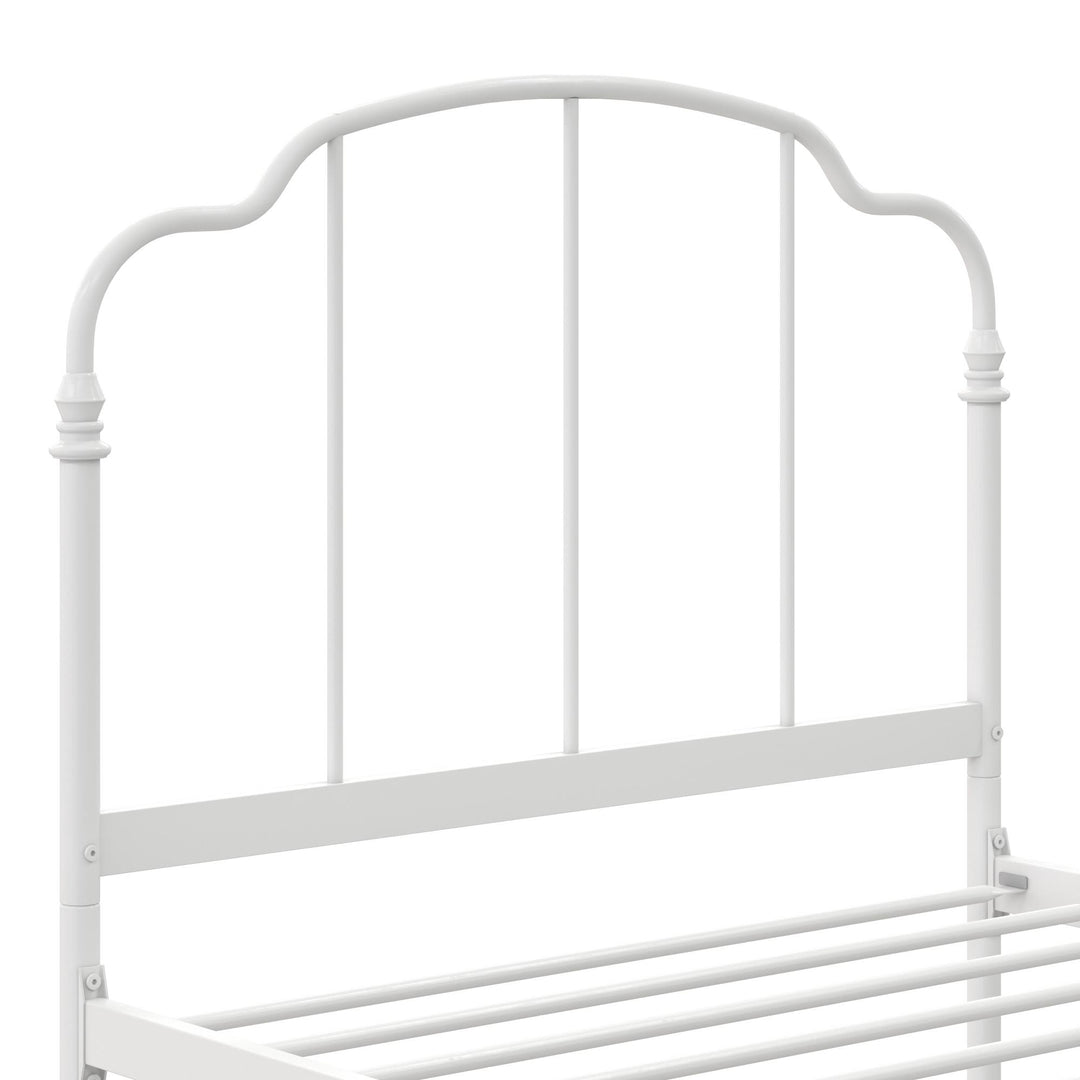 Camie Metal Bed with Adjustable Height Base and Vintage Headboard - White - Twin