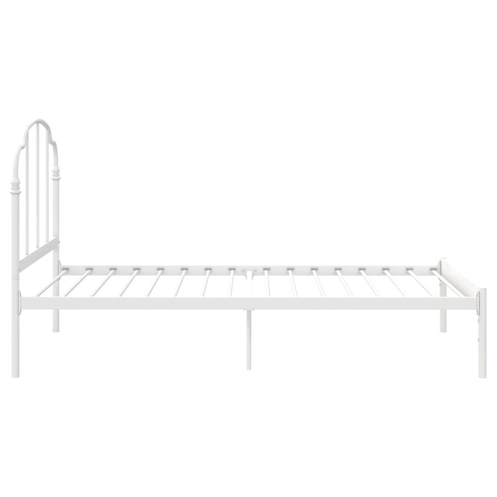 Camie Metal Bed with Adjustable Height Base and Vintage Headboard - White - Twin