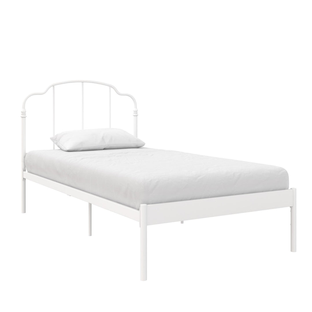 Camie Metal Bed with Adjustable Height Base and Vintage Headboard - White - Twin