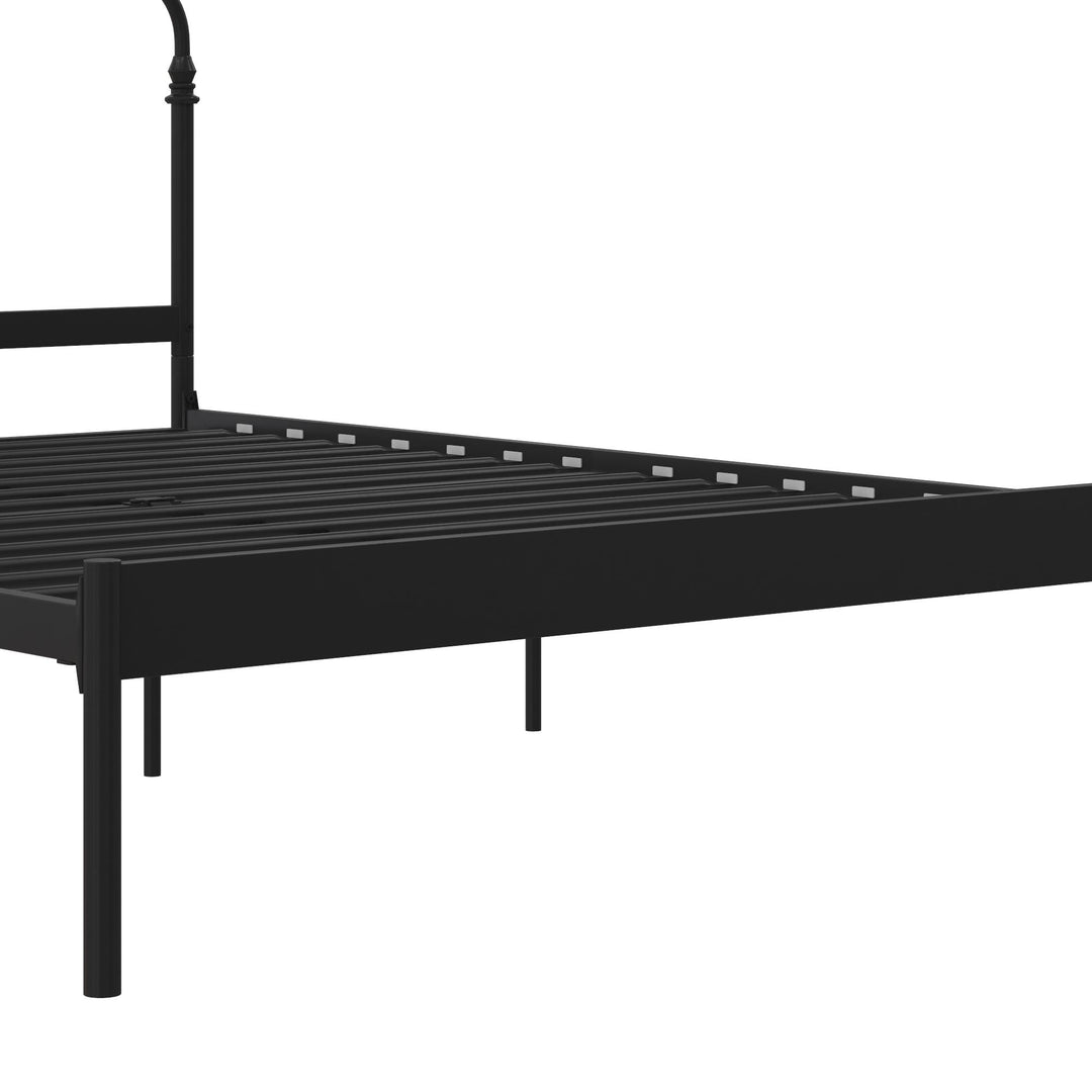 Camie Metal Bed with Adjustable Height Base and Vintage Headboard - Black - Full