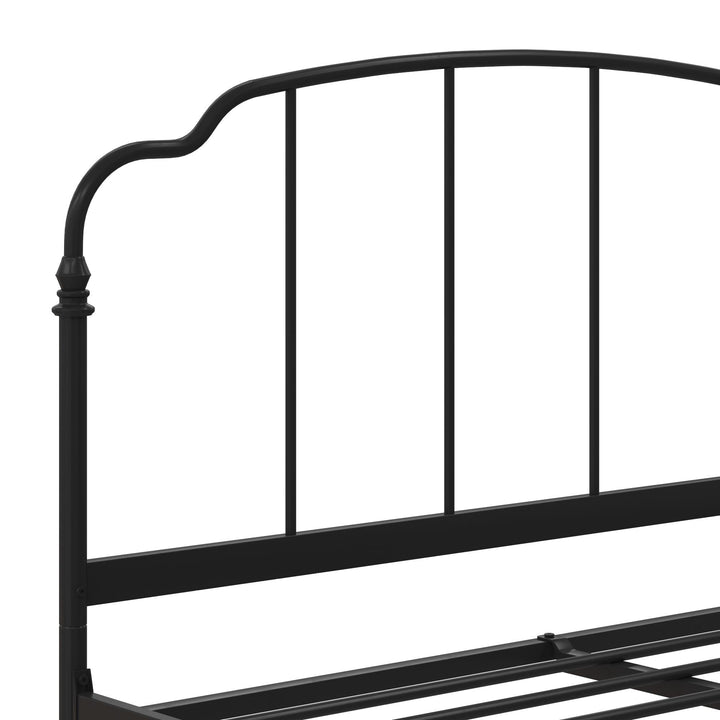 Camie Metal Bed with Adjustable Height Base and Vintage Headboard - Black - Full