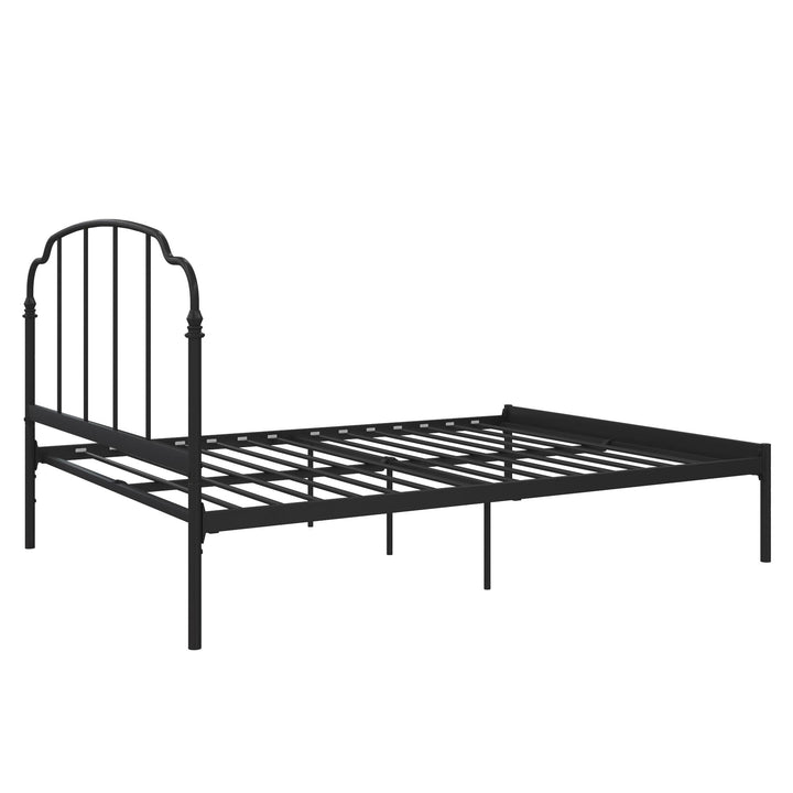 Camie Metal Bed with Adjustable Height Base and Vintage Headboard - Black - Full