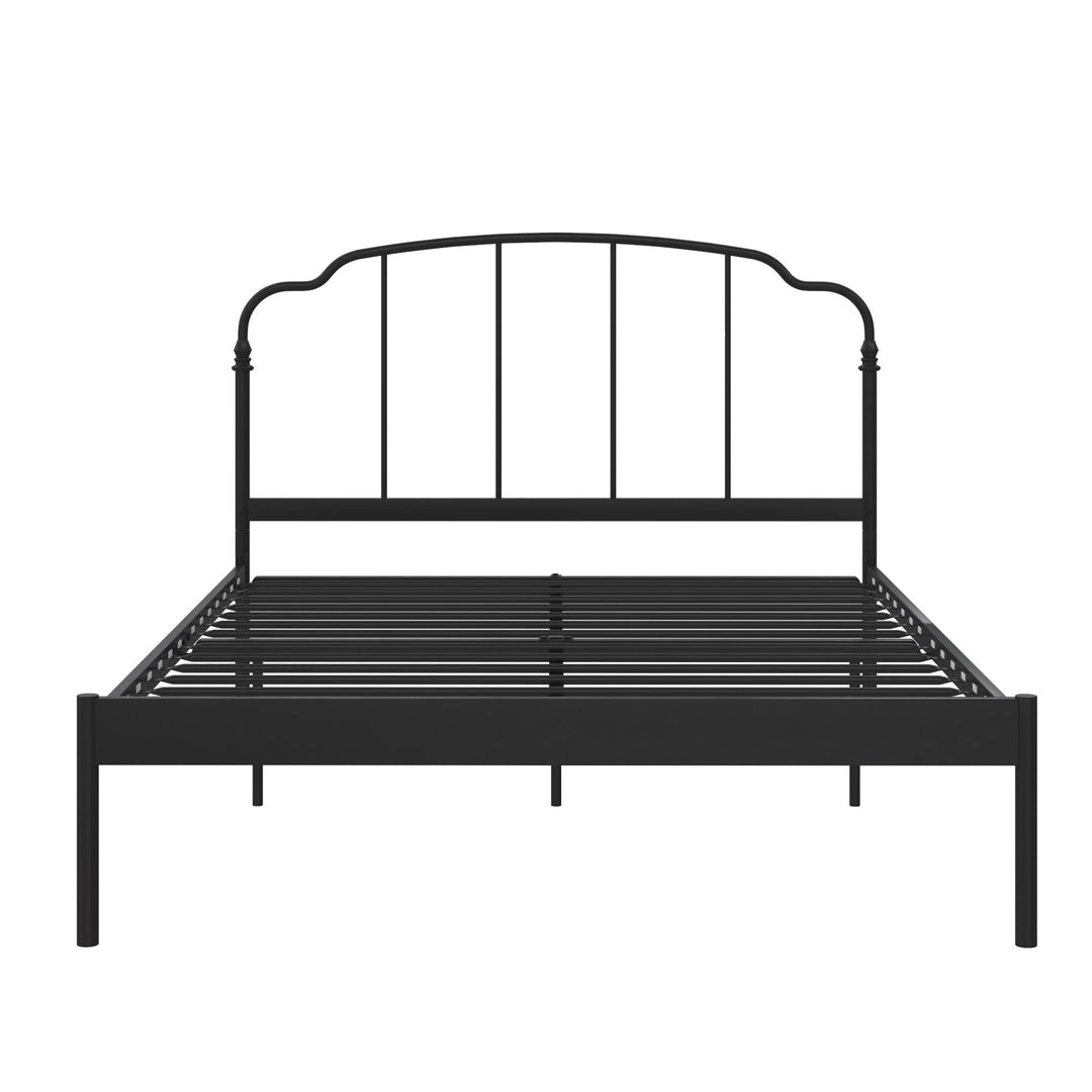 Camie Metal Bed with Adjustable Height Base and Vintage Headboard - Black - Full